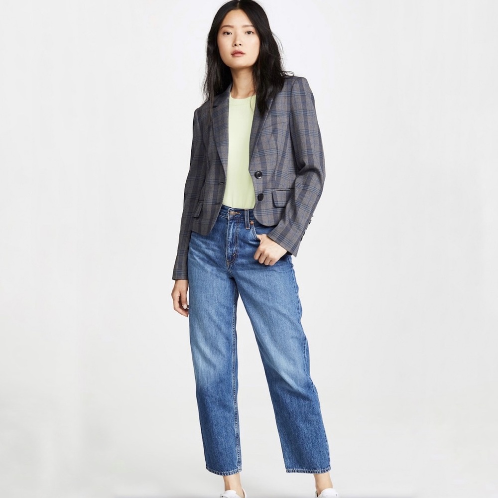 MARISSA WEBB Wren Plaid Boy Blazer Gray Size XS